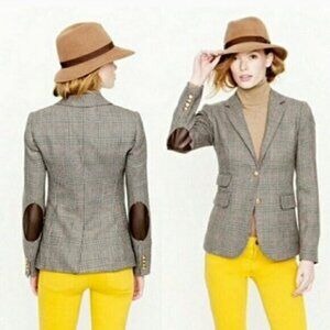 J. Crew Gray Plaid Blazer with Brown Accents